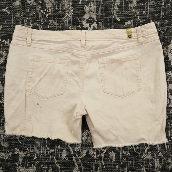 LC Lauren Conrad Women's Denim Shorts Beige Khaki Frayed Hem Casual Size 14 - Picture 3 of 10